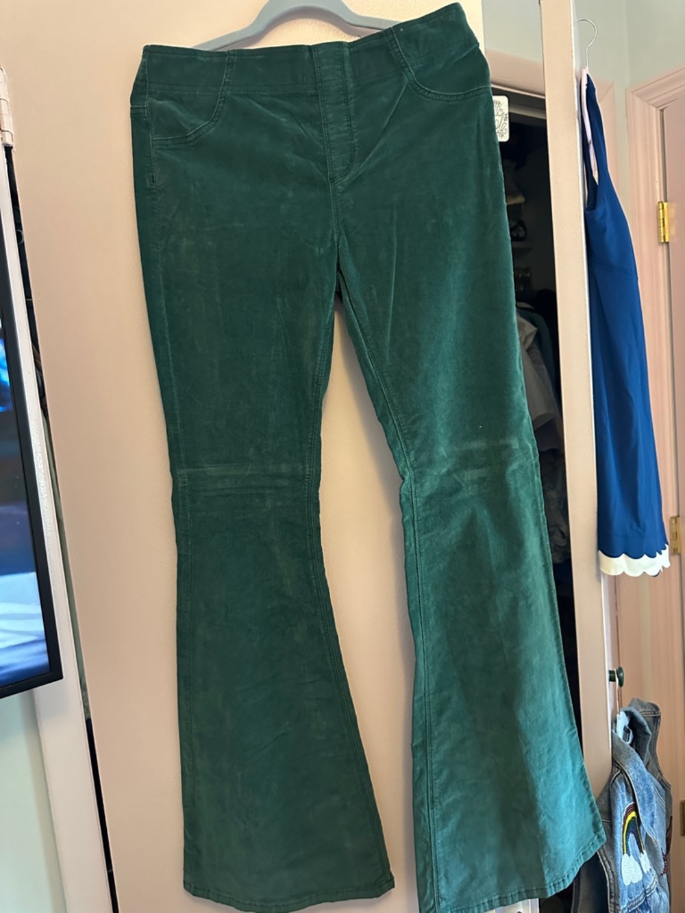 Free People Forest Green Corduroy Flare Pants